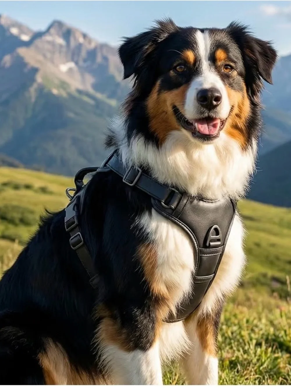 Premium Black Dog Harness for Large Breeds - Comfortable No-Pull Design